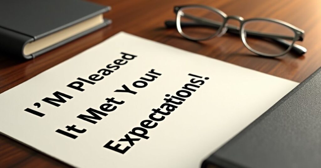 ’m Pleased It Met Your Expectations!